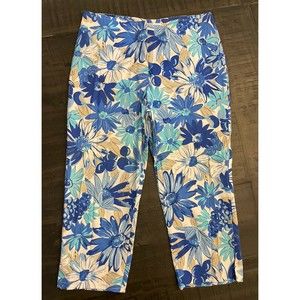 Maria Gabrielle Vintage 90's/Y2K Fitted Capris Stretchy- Split Hem -Sz M